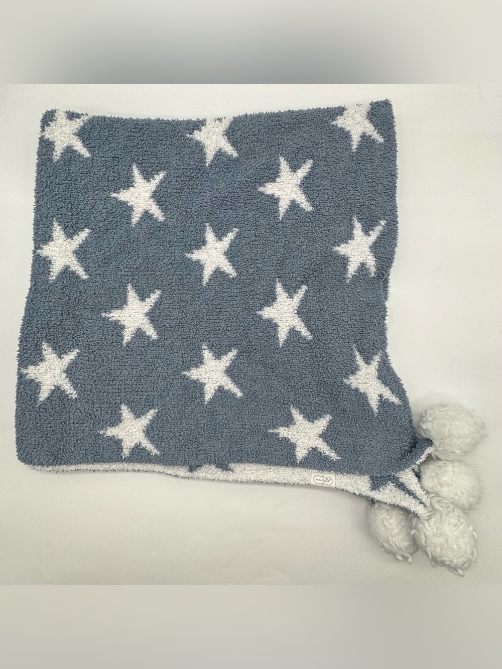 Mud Pie Plush Reversible Star Pattern with Pom Pom Corners